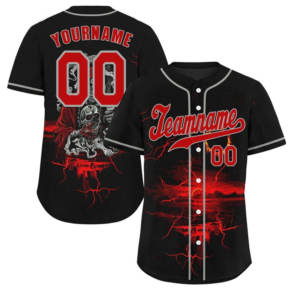 Custom Black Red Skull Fashion Red Authentic Baseball Jersey BSBJ0a-bc0fb9a - Coolcustomize