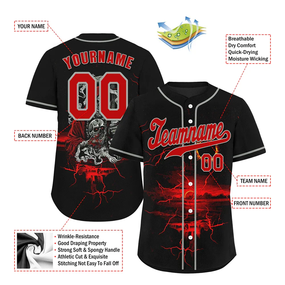 Custom Black Red Skull Fashion Red Authentic Baseball Jersey BSBJ0a-bc0fb9a - Coolcustomize