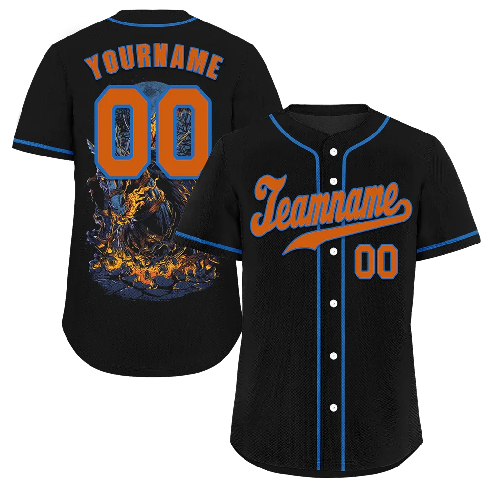 Custom Black Skull Fashion Orange Authentic Baseball Jersey BSBJ0a-bc0fb9b - Coolcustomize