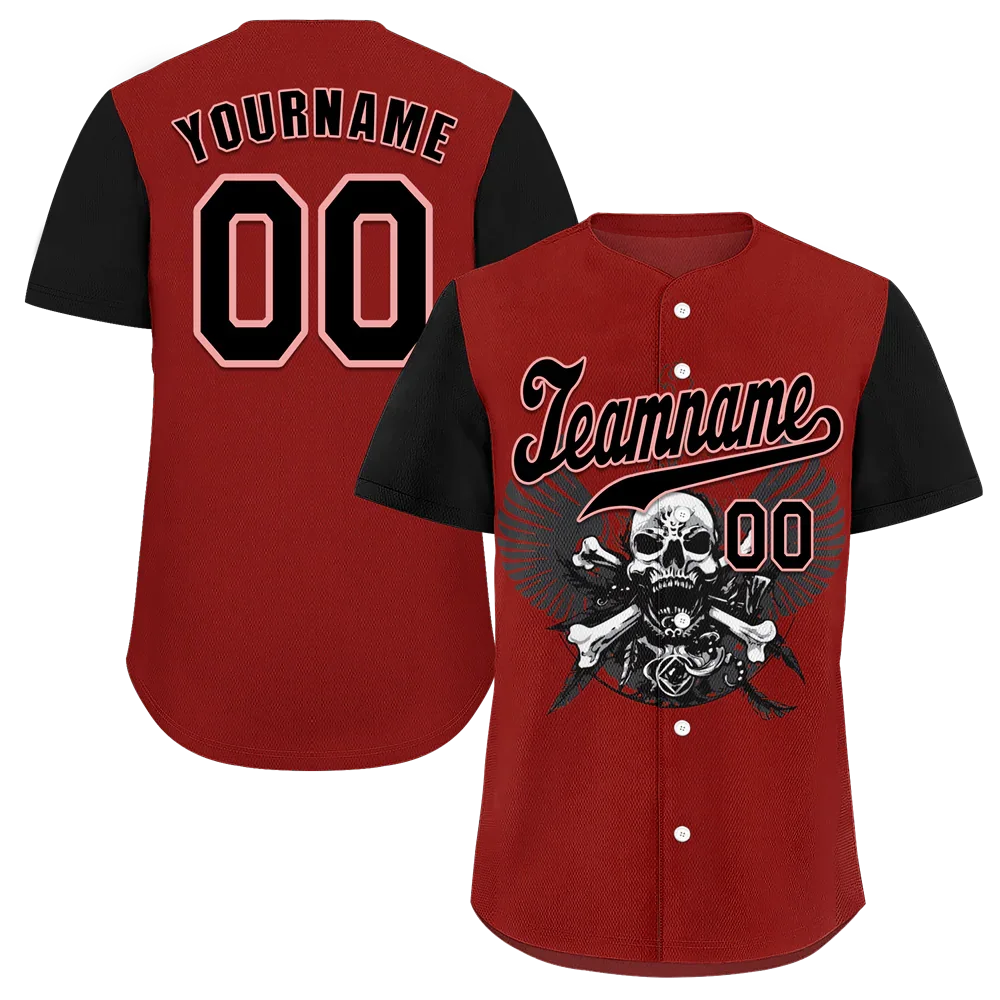 Custom Red Black Skull Fashion Black Authentic Baseball Jersey BSBJ0a-bc0fb9e - Coolcustomize