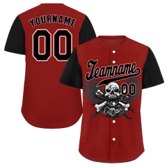 Custom Red Black Skull Fashion Black Authentic Baseball Jersey BSBJ0a-bc0fb9e