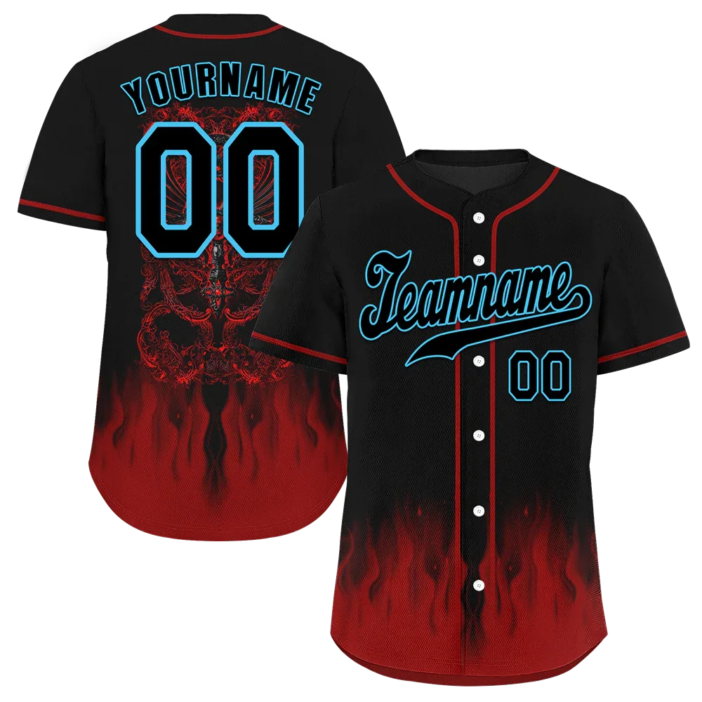 Custom Black Red Skull Fashion Black Authentic Baseball Jersey BSBJ0a-bc0fb97 - Coolcustomize