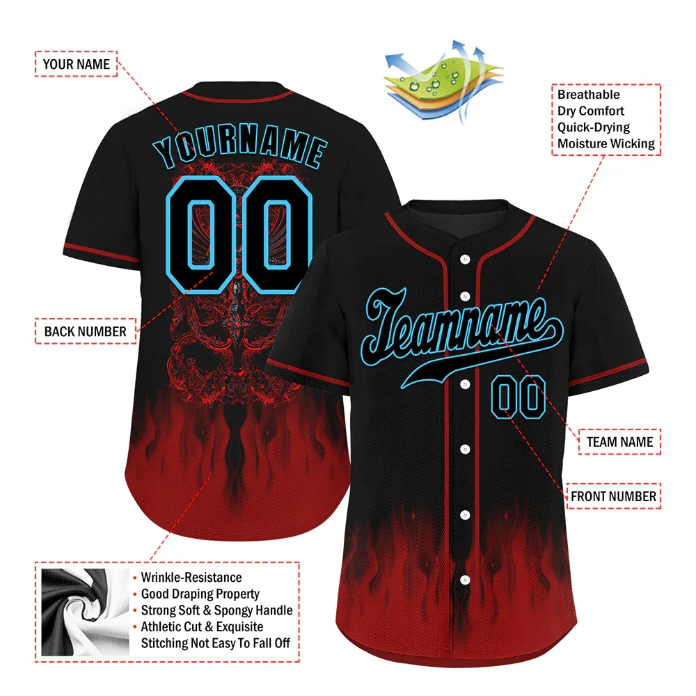Custom Black Red Skull Fashion Black Authentic Baseball Jersey BSBJ0a-bc0fb97 - Coolcustomize