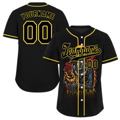 Custom Black Yellow Skull Fashion Black Authentic Baseball Jersey BSBJ0a-bc0fb98