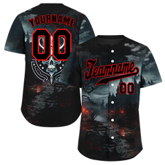 Custom Black Skull Fashion Black Authentic Baseball Jersey BSBJ0a-bc0fc00