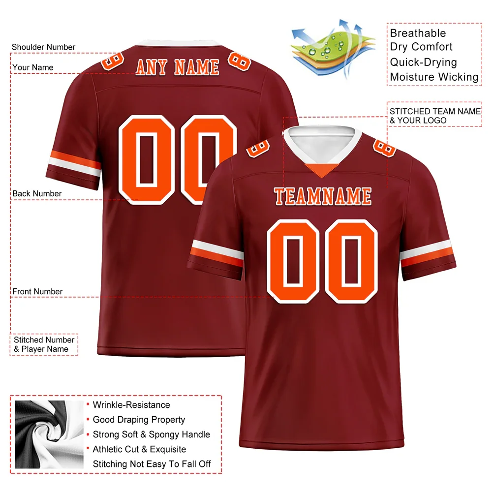 Custom Brown Classic Style Orange Personalized Authentic Football Jersey FBJ02-bc0f00d - Coolcustomize