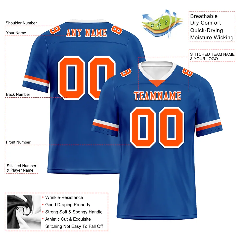Custom Blue Classic Style Orange Personalized Authentic Football Jersey FBJ02-bc0f009 - Coolcustomize