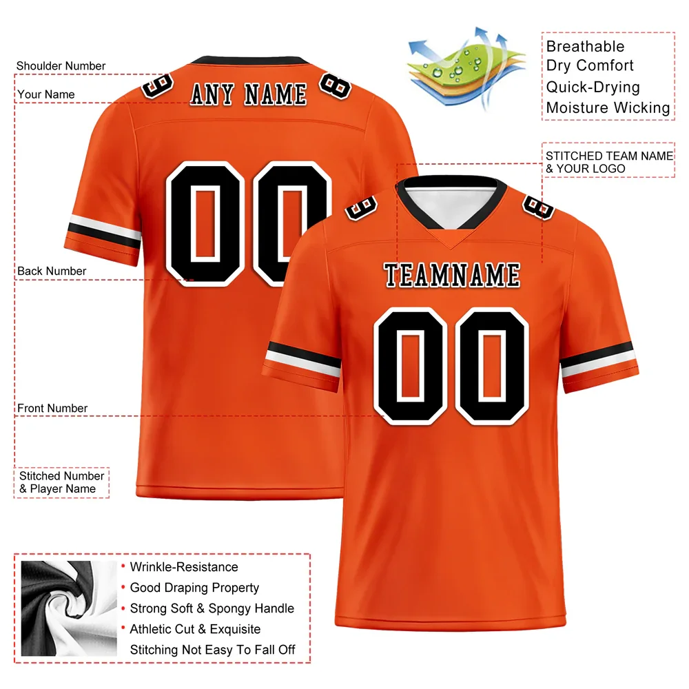Custom Orange Classic Style Black Personalized Authentic Football Jersey FBJ02-bc0f0a0 - Coolcustomize