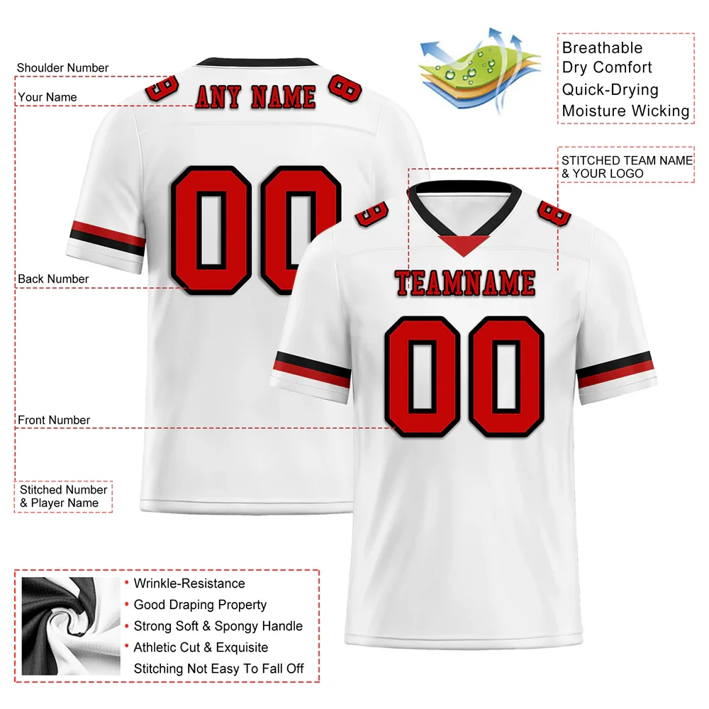 Custom White Classic Style Red Personalized Authentic Football Jersey FBJ02-bc0f0ab - Coolcustomize