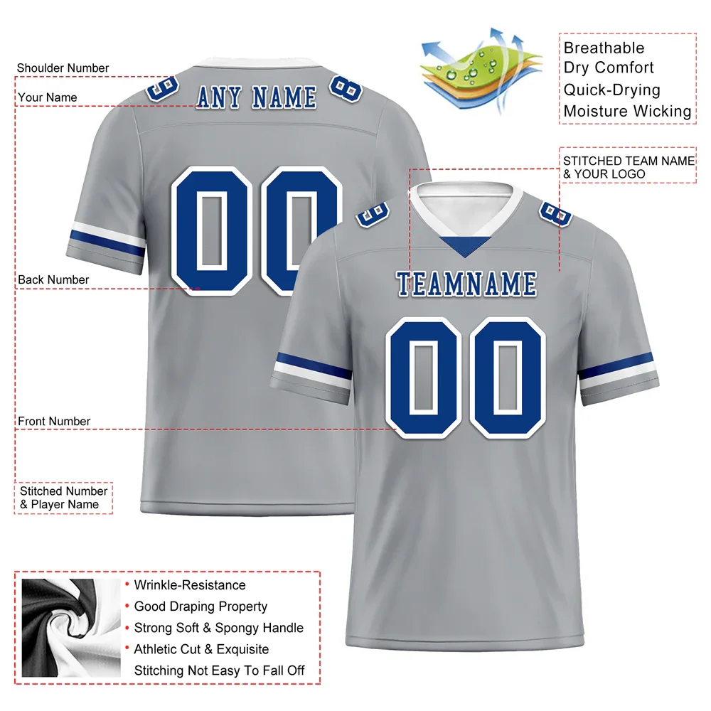 Custom Grey Classic Style Blue Personalized Authentic Football Jersey FBJ02-bc0f0ac - Coolcustomize