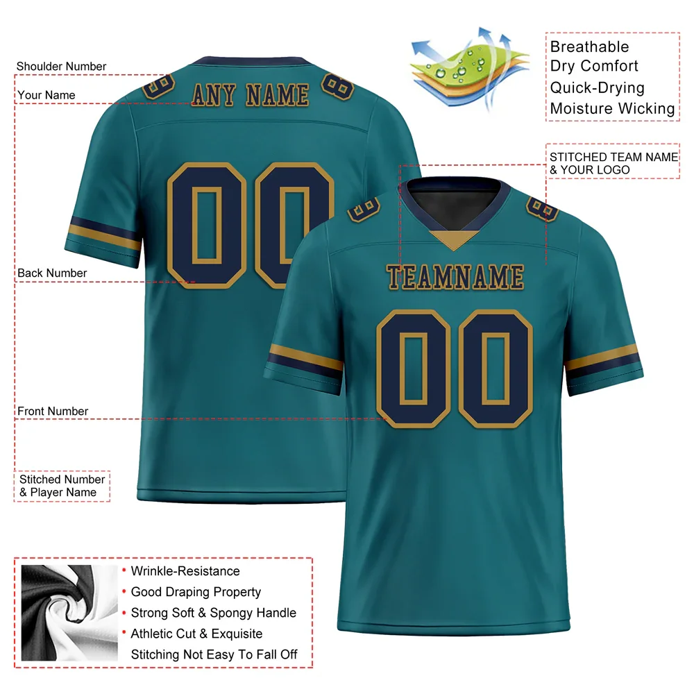 Custom Aqua Classic Style Black Personalized Authentic Football Jersey FBJ02-bc0f0ae - Coolcustomize
