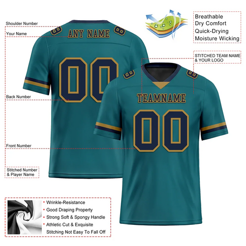 Custom Aqua Classic Style Black Personalized Authentic Football Jersey FBJ02-bc0f0ae - Coolcustomize