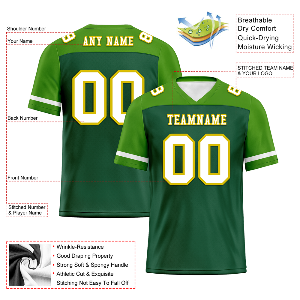 Custom Green Raglan Sleeves White Personalized Authentic Football Jersey FBJ02-bc0f0af - Coolcustomize