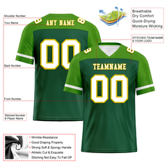 Custom Green Raglan Sleeves White Personalized Authentic Football Jersey FBJ02-bc0f0af