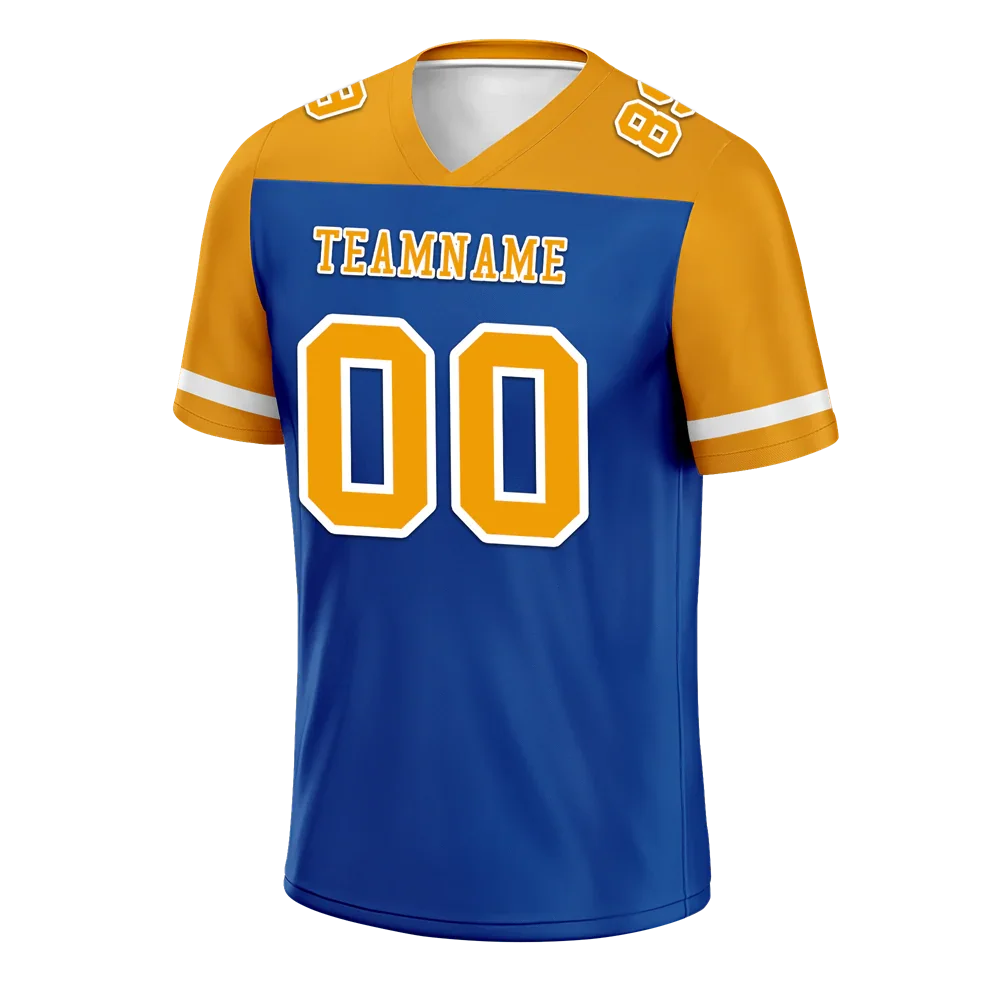 Custom Blue Orange Raglan Sleeves Orange Personalized Authentic Football Jersey FBJ02-bc0f0a7 - Coolcustomize