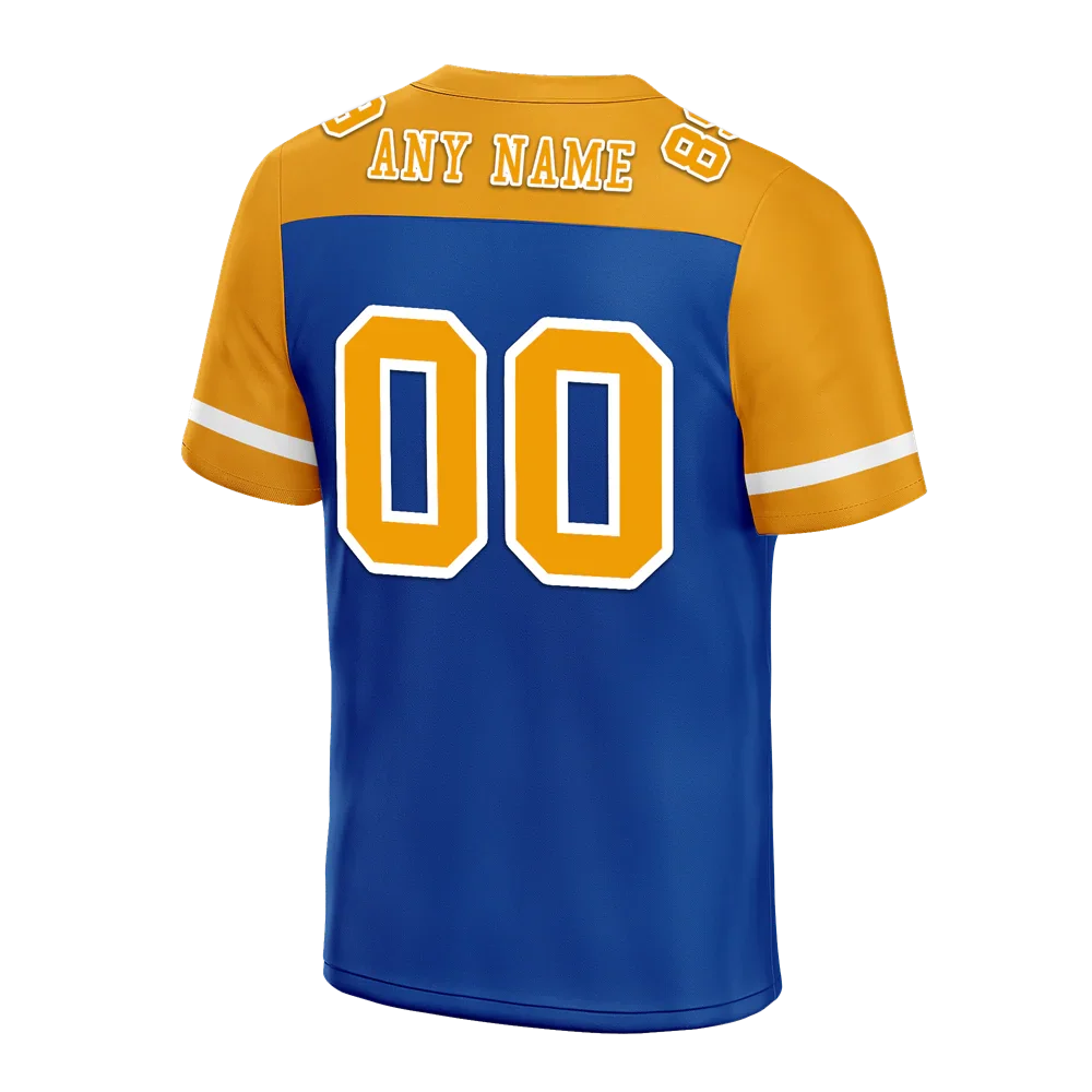 Custom Blue Orange Raglan Sleeves Orange Personalized Authentic Football Jersey FBJ02-bc0f0a7 - Coolcustomize