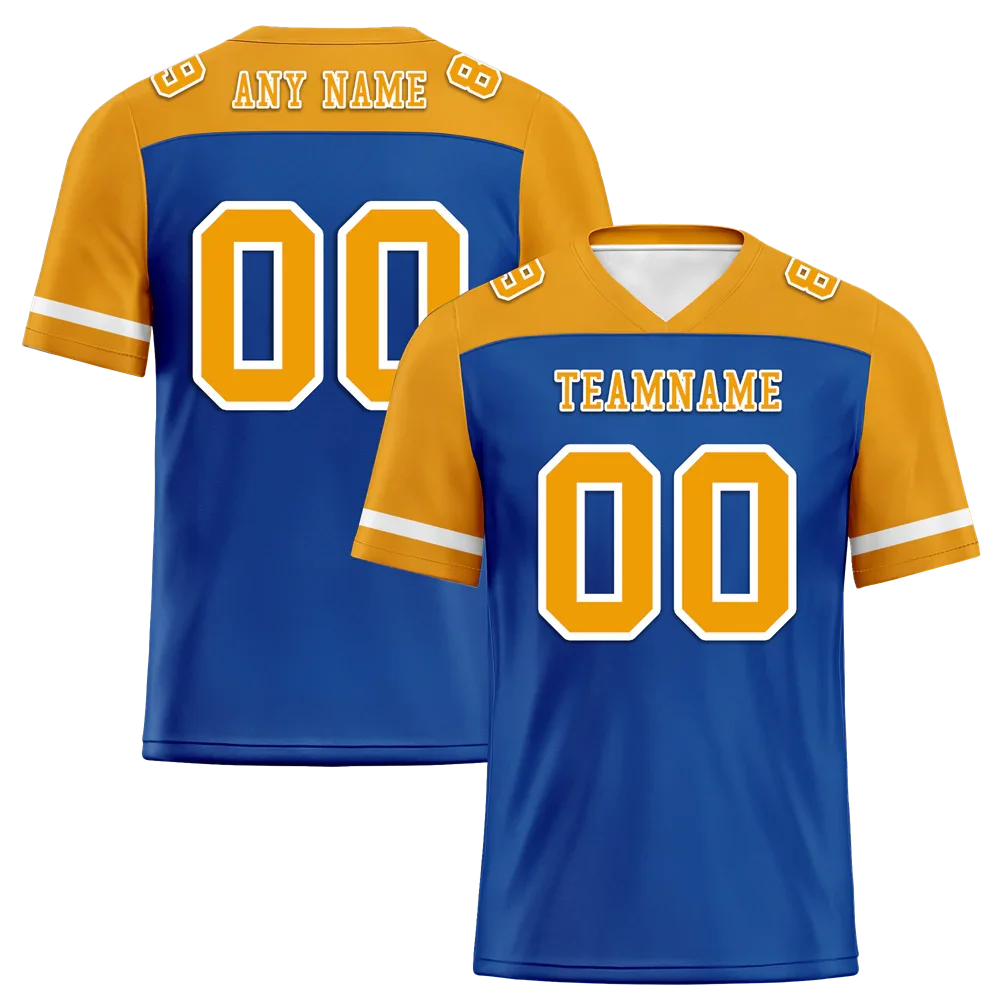 Custom Blue Orange Raglan Sleeves Orange Personalized Authentic Football Jersey FBJ02-bc0f0a7 - Coolcustomize