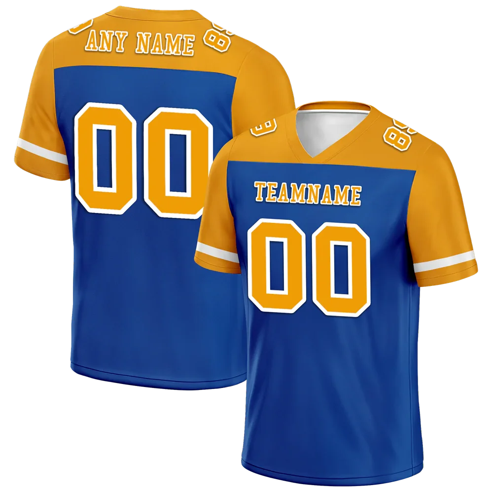 Custom Blue Orange Raglan Sleeves Orange Personalized Authentic Football Jersey FBJ02-bc0f0a7 - Coolcustomize