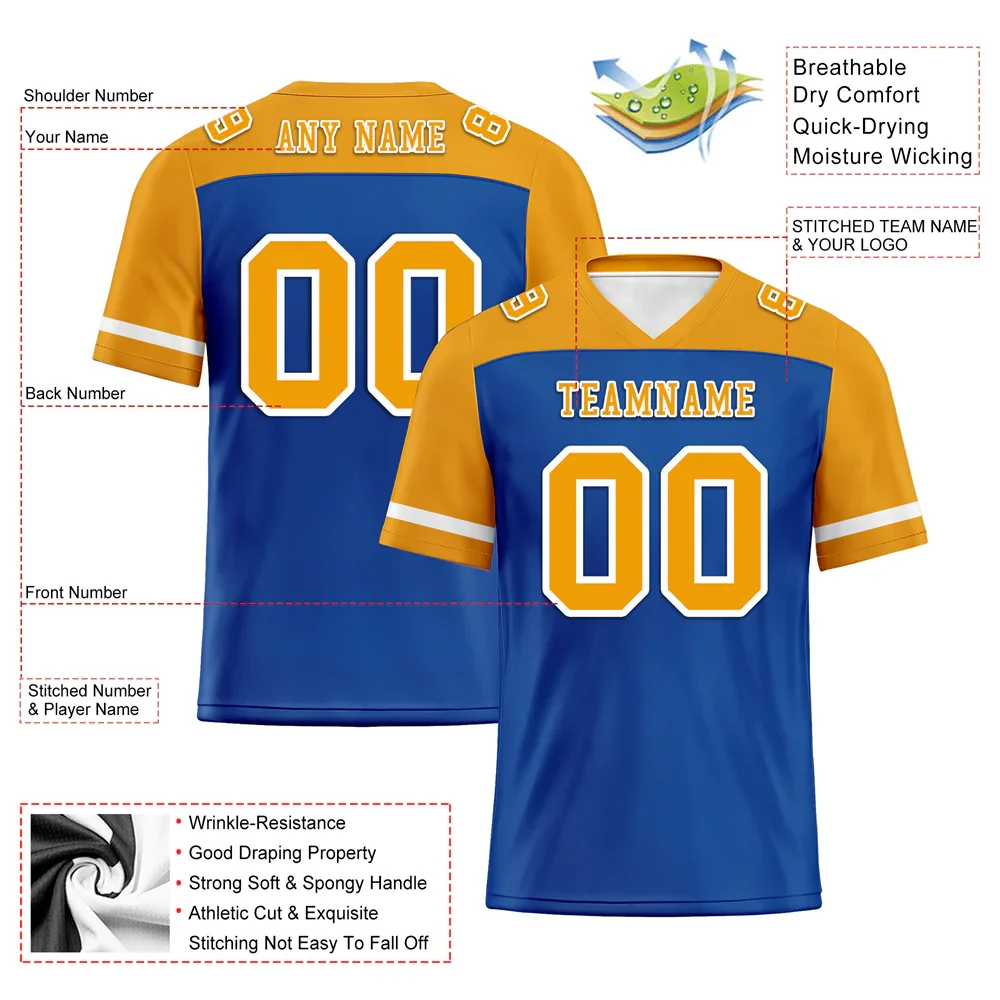 Custom Blue Orange Raglan Sleeves Orange Personalized Authentic Football Jersey FBJ02-bc0f0a7 - Coolcustomize