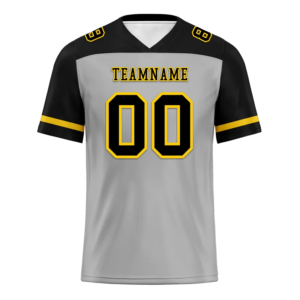 Custom Grey Black Raglan Sleeves Black Personalized Authentic Football Jersey FBJ02-bc0f0a9 - Coolcustomize