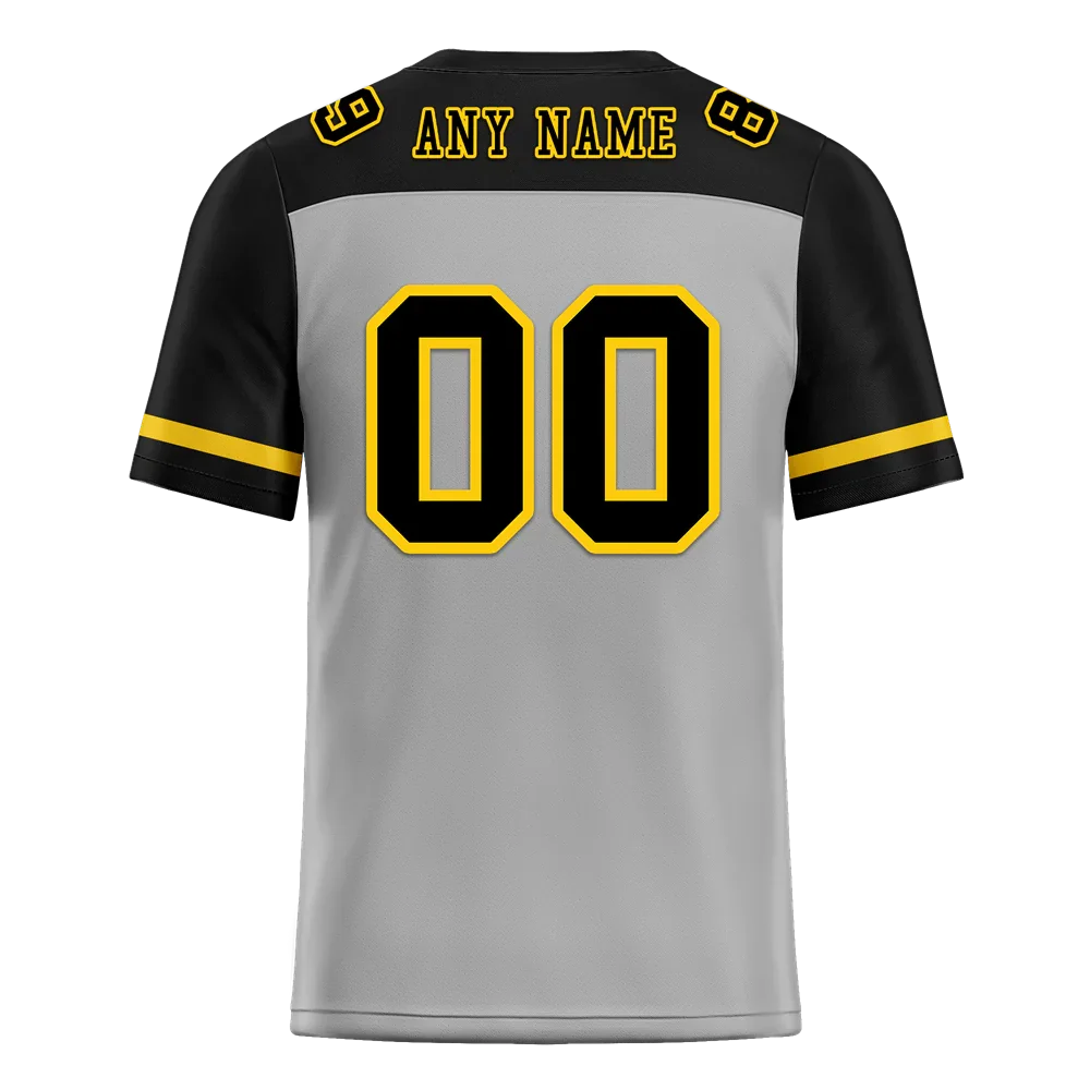 Custom Grey Black Raglan Sleeves Black Personalized Authentic Football Jersey FBJ02-bc0f0a9 - Coolcustomize