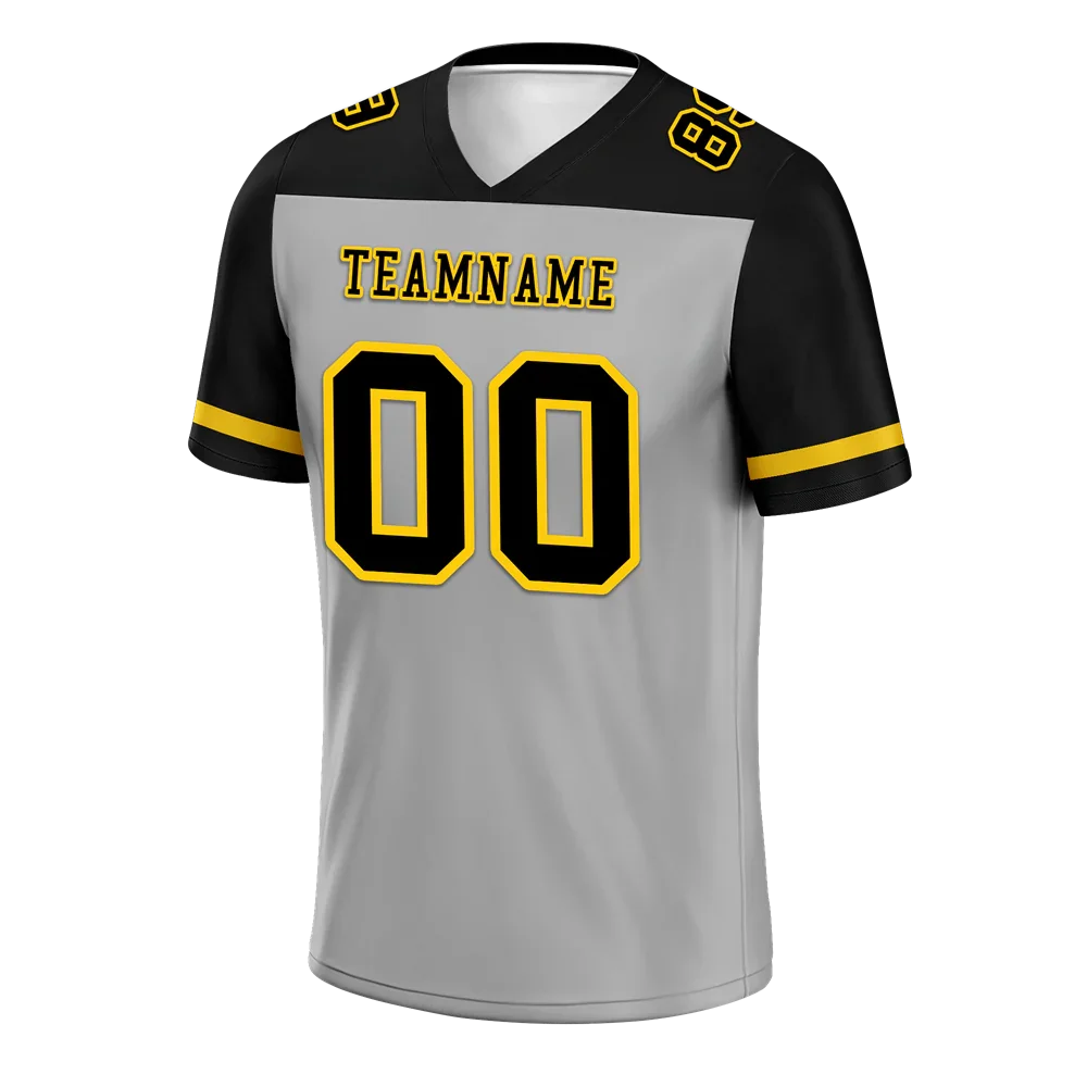 Custom Grey Black Raglan Sleeves Black Personalized Authentic Football Jersey FBJ02-bc0f0a9 - Coolcustomize