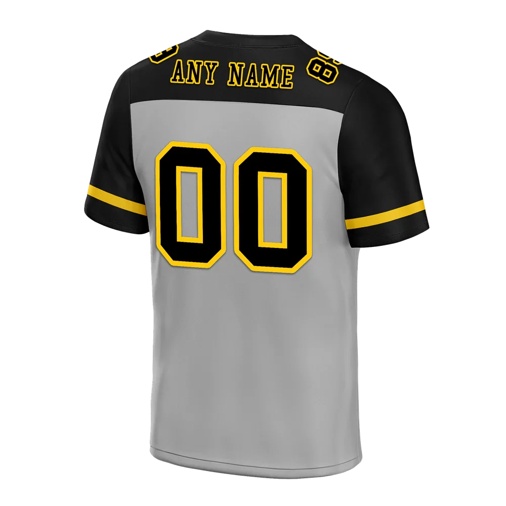 Custom Grey Black Raglan Sleeves Black Personalized Authentic Football Jersey FBJ02-bc0f0a9 - Coolcustomize