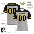 Custom Grey Black Raglan Sleeves Black Personalized Authentic Football Jersey FBJ02-bc0f0a9 - Coolcustomize