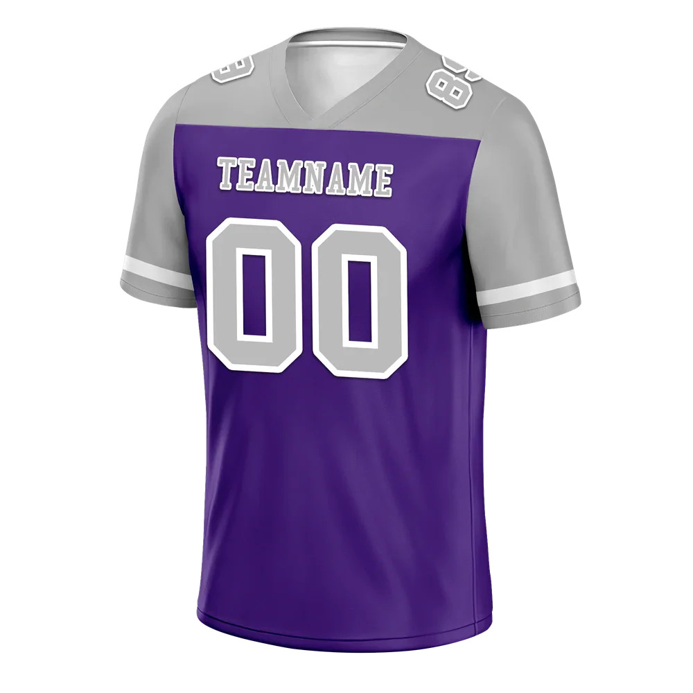 Custom Purple Grey Raglan Sleeves Grey Personalized Authentic Football Jersey FBJ02-bc0f0b0 - Coolcustomize