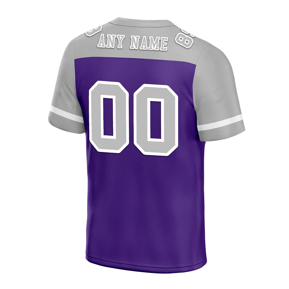 Custom Purple Grey Raglan Sleeves Grey Personalized Authentic Football Jersey FBJ02-bc0f0b0 - Coolcustomize