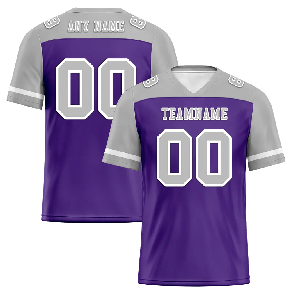 Custom Purple Grey Raglan Sleeves Grey Personalized Authentic Football Jersey FBJ02-bc0f0b0 - Coolcustomize