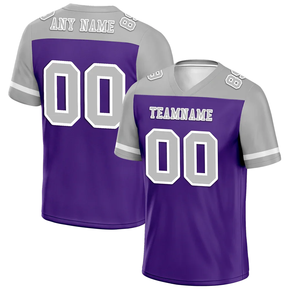 Custom Purple Grey Raglan Sleeves Grey Personalized Authentic Football Jersey FBJ02-bc0f0b0 - Coolcustomize