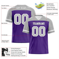 Custom Purple Grey Raglan Sleeves Grey Personalized Authentic Football Jersey FBJ02-bc0f0b0 - Coolcustomize
