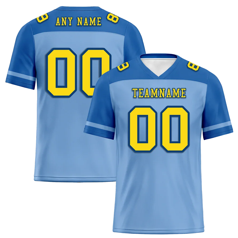 Custom Aqua Raglan Sleeves Yellow Personalized Authentic Football Jersey FBJ02-bc0f0bb - Coolcustomize
