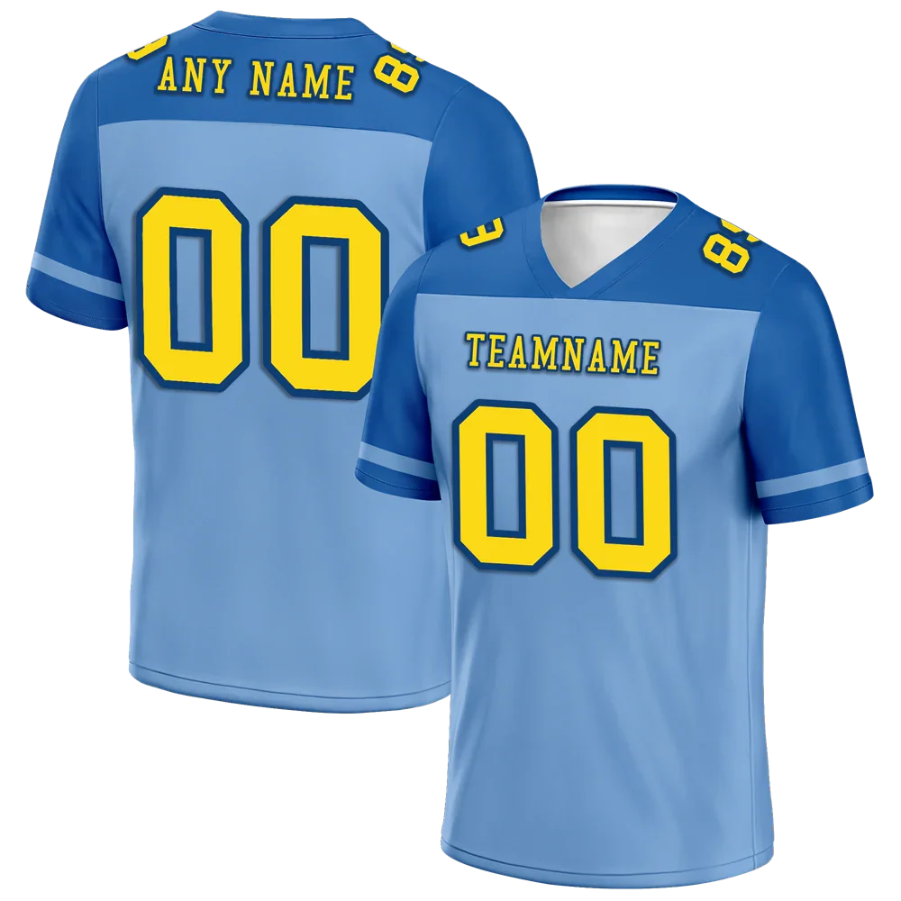 Custom Aqua Raglan Sleeves Yellow Personalized Authentic Football Jersey FBJ02-bc0f0bb - Coolcustomize