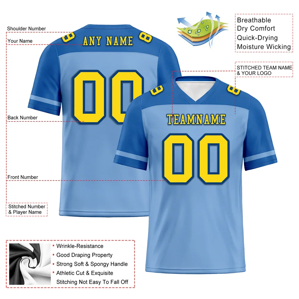Custom Aqua Raglan Sleeves Yellow Personalized Authentic Football Jersey FBJ02-bc0f0bb - Coolcustomize