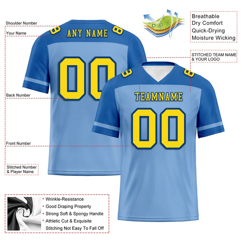 Custom Aqua Raglan Sleeves Yellow Personalized Authentic Football Jersey FBJ02-bc0f0bb - Coolcustomize