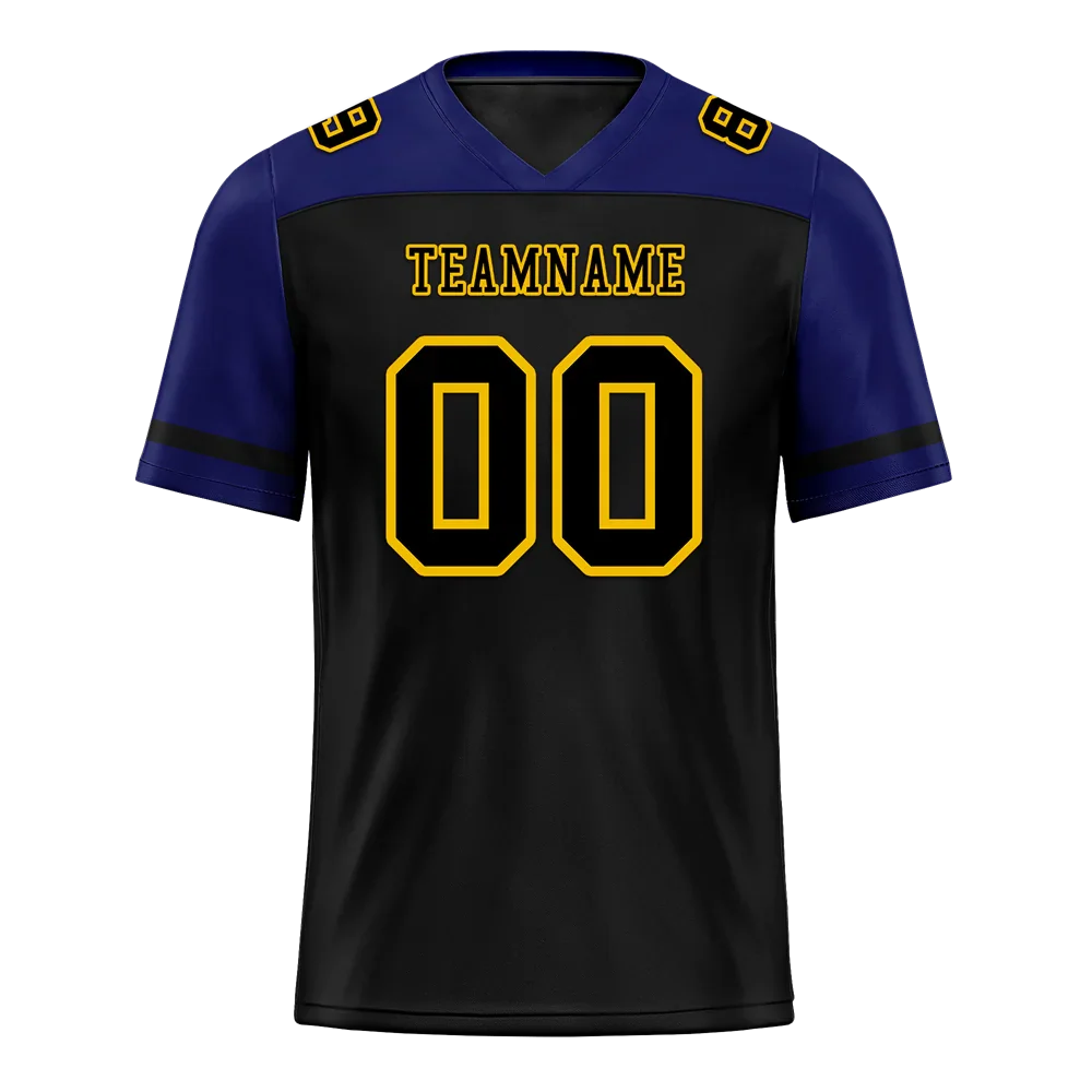 Custom Black Blue Raglan Sleeves Black Personalized Authentic Football Jersey FBJ02-bc0f0bd - Coolcustomize