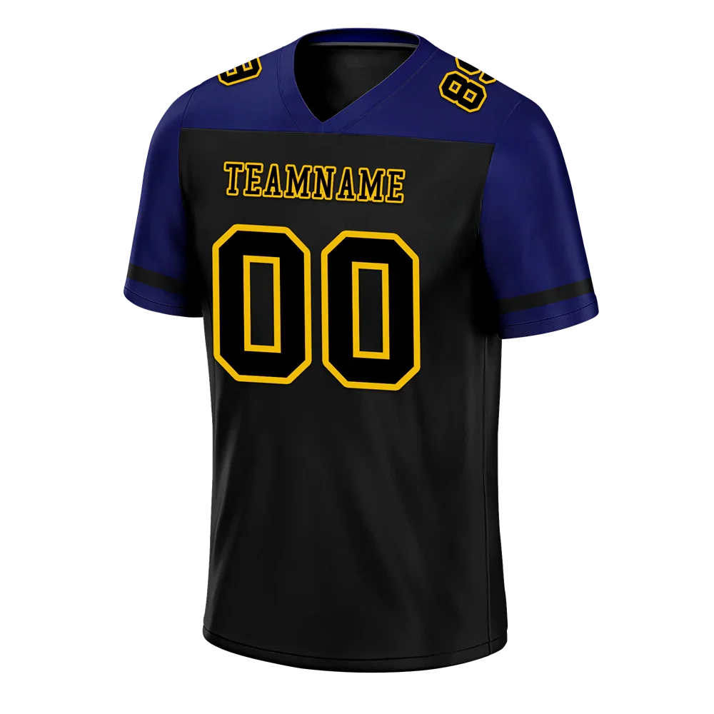 Custom Black Blue Raglan Sleeves Black Personalized Authentic Football Jersey FBJ02-bc0f0bd - Coolcustomize