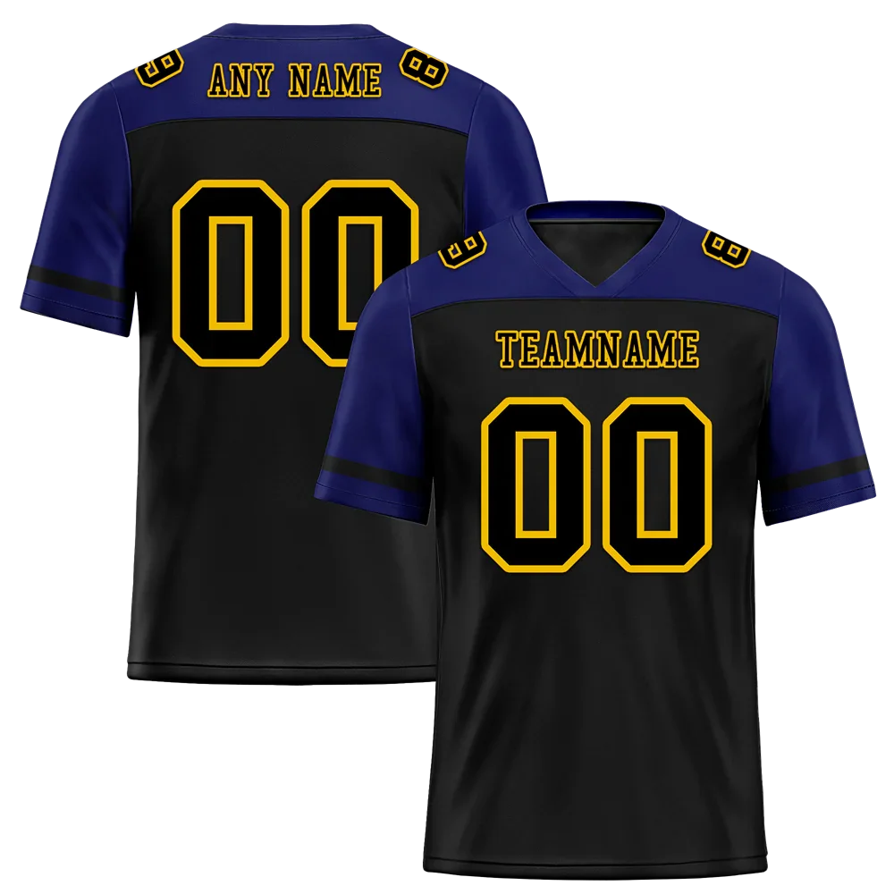 Custom Black Blue Raglan Sleeves Black Personalized Authentic Football Jersey FBJ02-bc0f0bd - Coolcustomize
