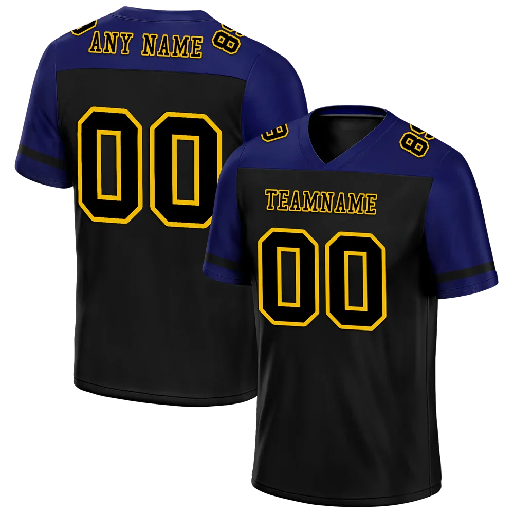 Custom Black Blue Raglan Sleeves Black Personalized Authentic Football Jersey FBJ02-bc0f0bd - Coolcustomize