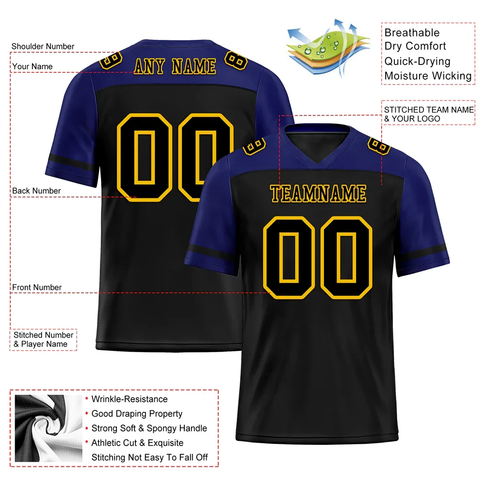 Custom Black Blue Raglan Sleeves Black Personalized Authentic Football Jersey FBJ02-bc0f0bd - Coolcustomize