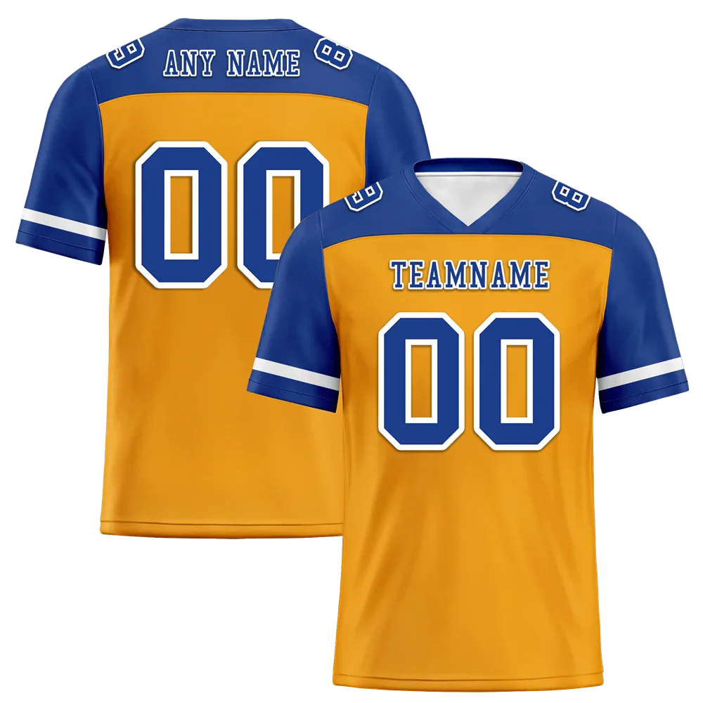 Custom Yellow Blue Raglan Sleeves Blue Personalized Authentic Football Jersey FBJ02-bc0f0be - Coolcustomize