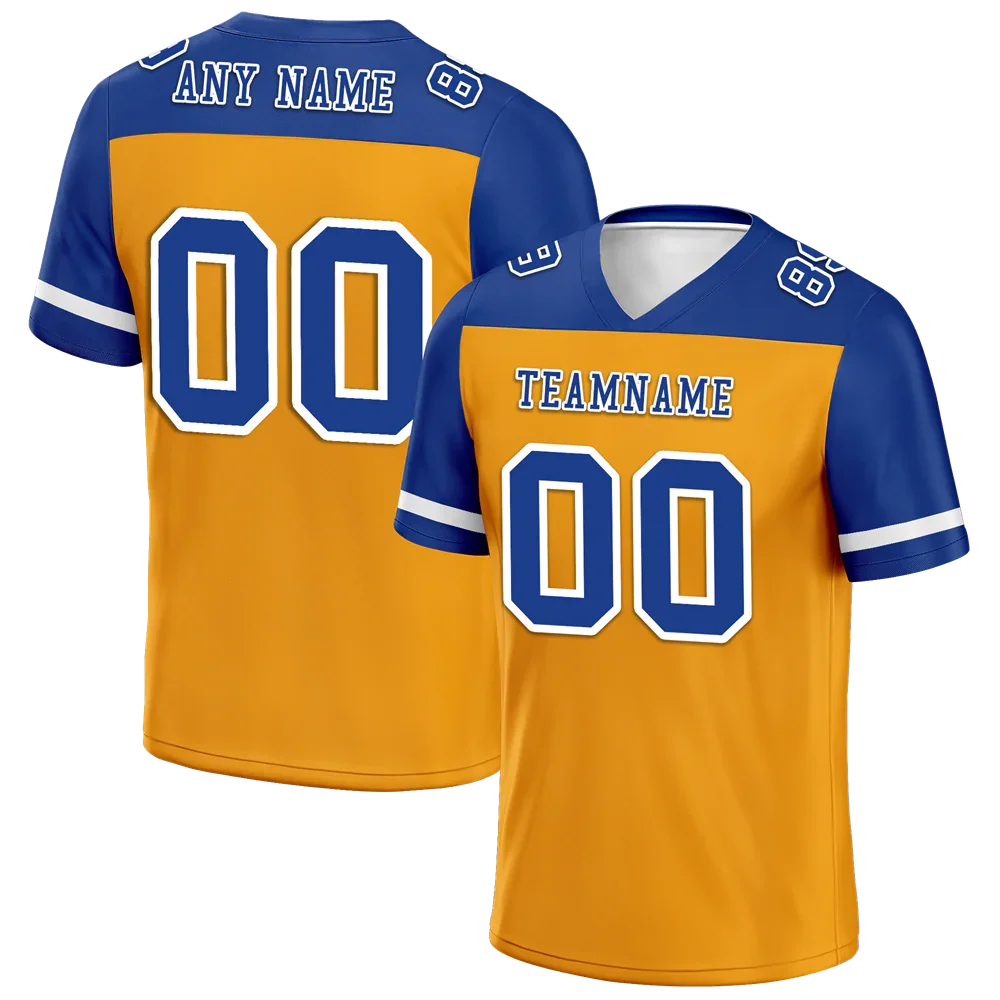 Custom Yellow Blue Raglan Sleeves Blue Personalized Authentic Football Jersey FBJ02-bc0f0be - Coolcustomize