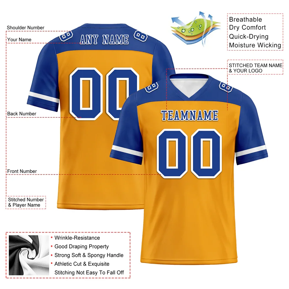 Custom Yellow Blue Raglan Sleeves Blue Personalized Authentic Football Jersey FBJ02-bc0f0be - Coolcustomize