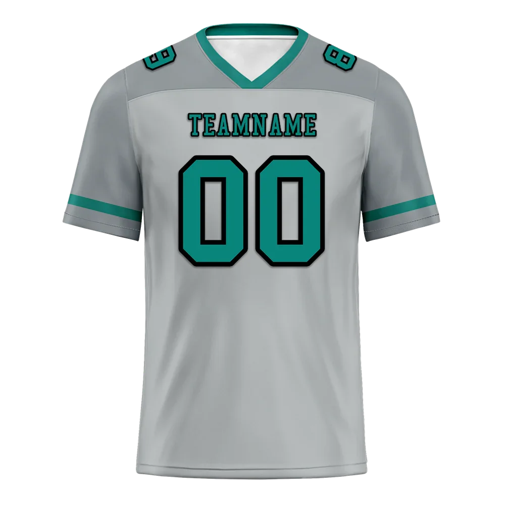 Custom Grey Raglan Sleeves Aqua Personalized Authentic Football Jersey FBJ02-bc0f0bf - Coolcustomize