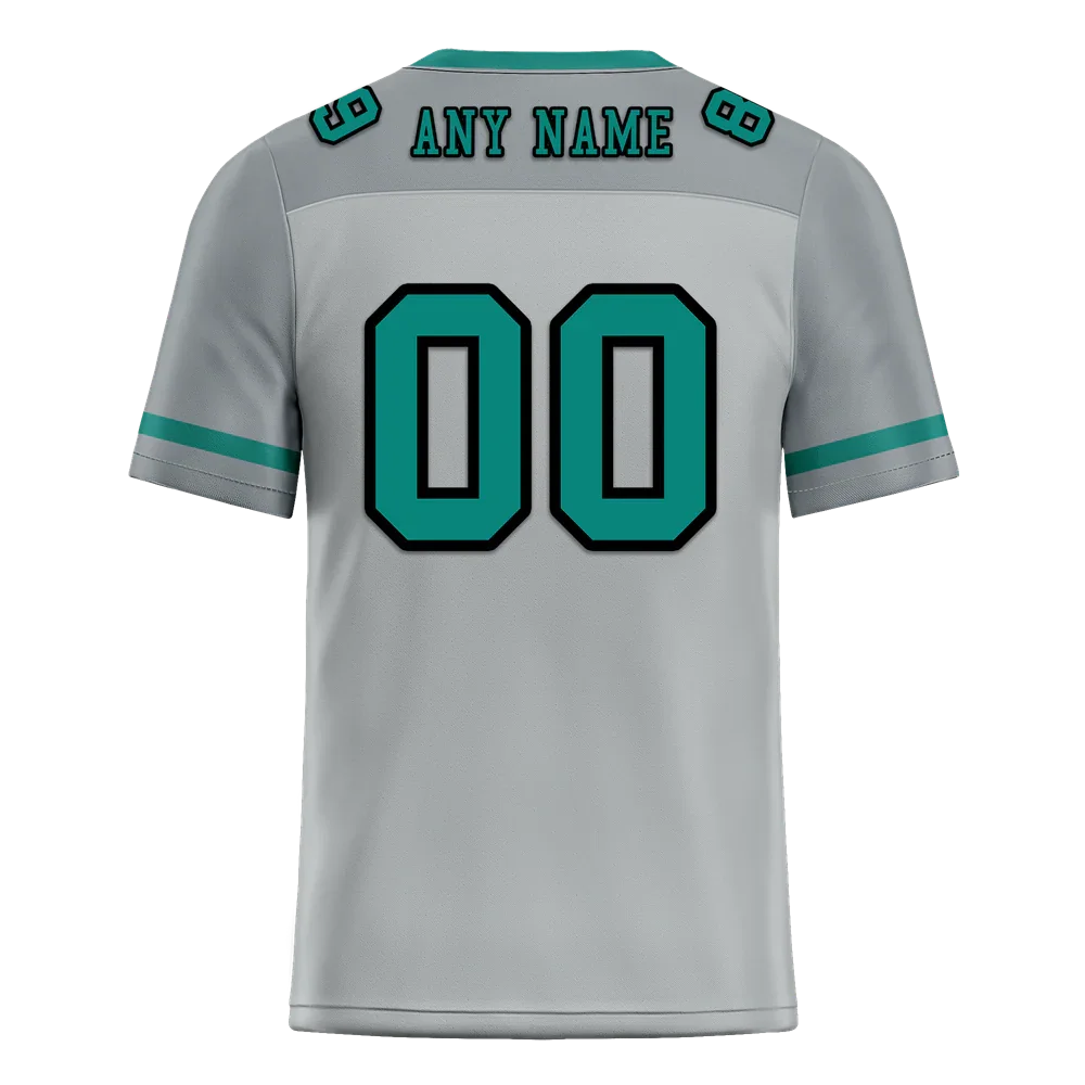Custom Grey Raglan Sleeves Aqua Personalized Authentic Football Jersey FBJ02-bc0f0bf - Coolcustomize