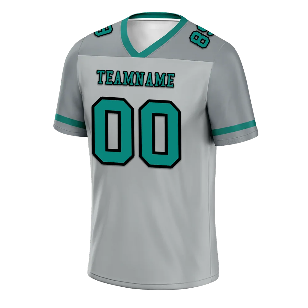 Custom Grey Raglan Sleeves Aqua Personalized Authentic Football Jersey FBJ02-bc0f0bf - Coolcustomize