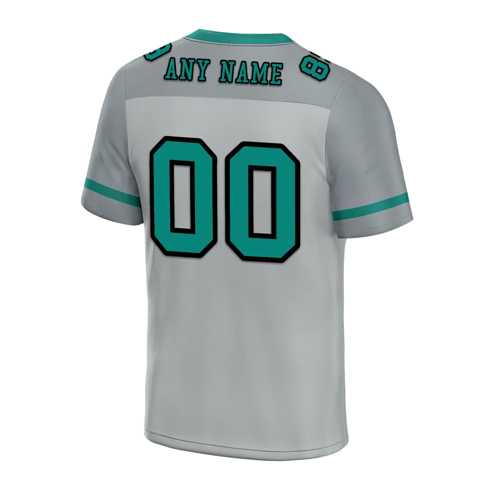 Custom Grey Raglan Sleeves Aqua Personalized Authentic Football Jersey FBJ02-bc0f0bf - Coolcustomize