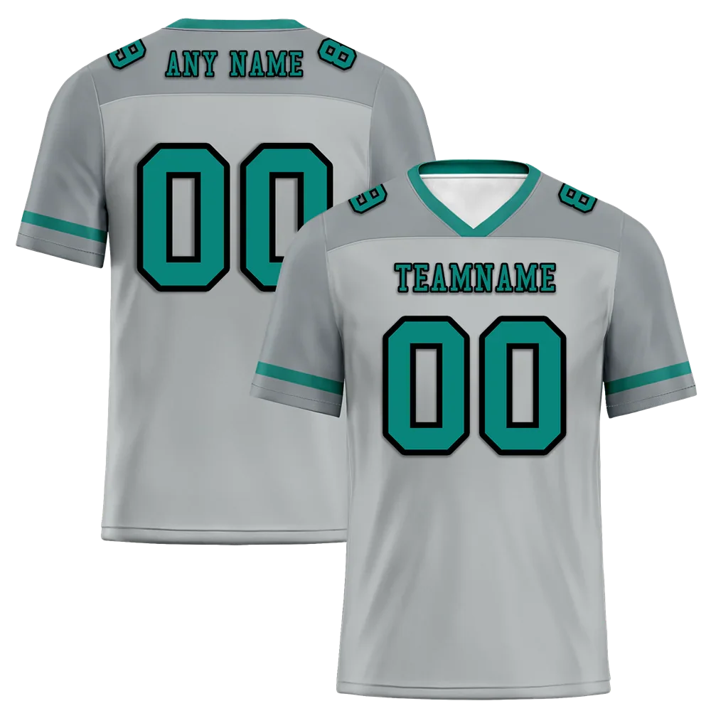 Custom Grey Raglan Sleeves Aqua Personalized Authentic Football Jersey FBJ02-bc0f0bf - Coolcustomize